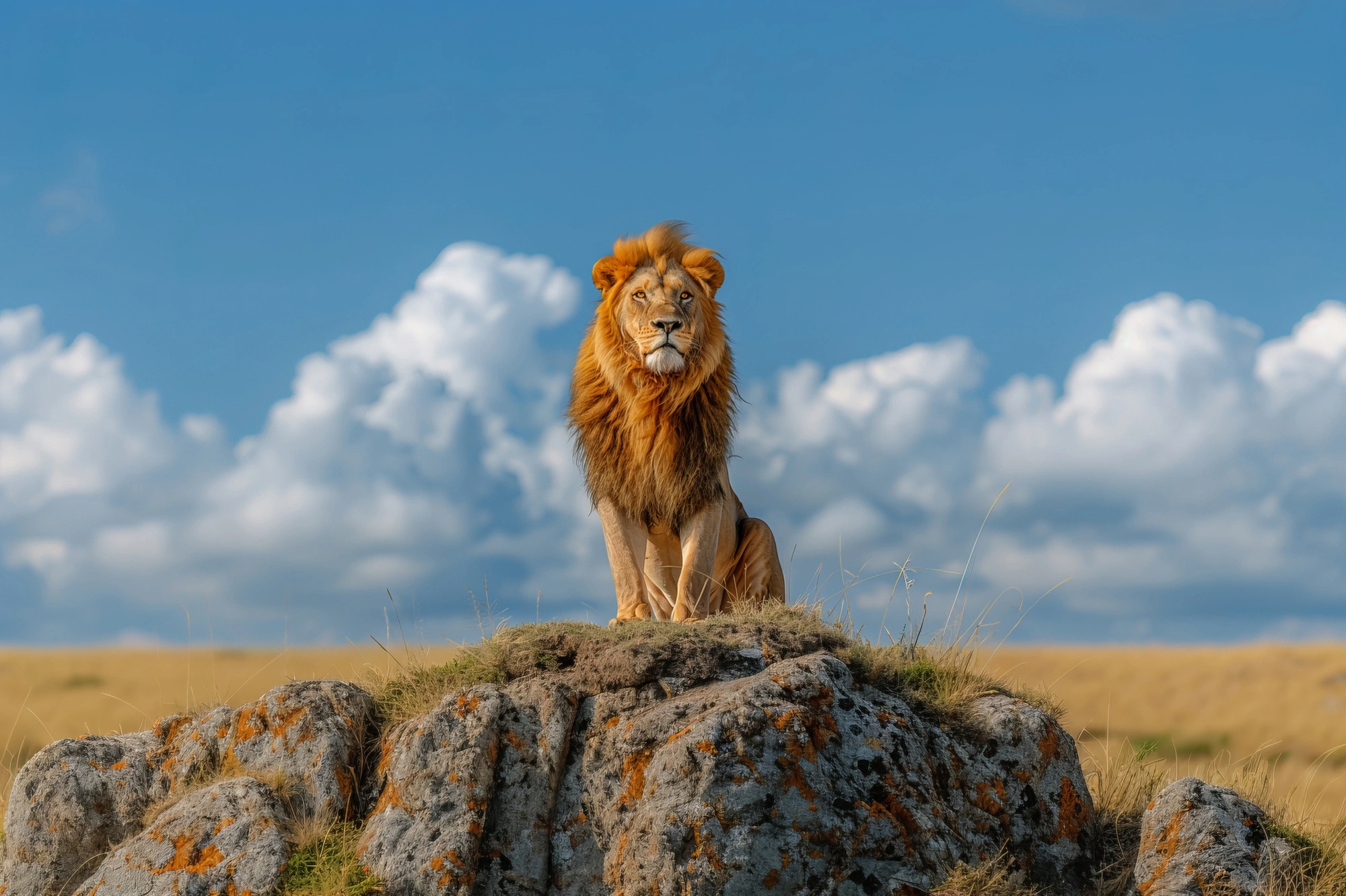 Lion resting on a kopje in Central Serengeti Seronera